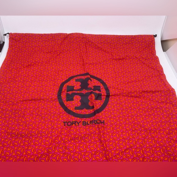 Large Pink Orange Tory Burch Drawstring Dust Bag - Picture 5 of 6